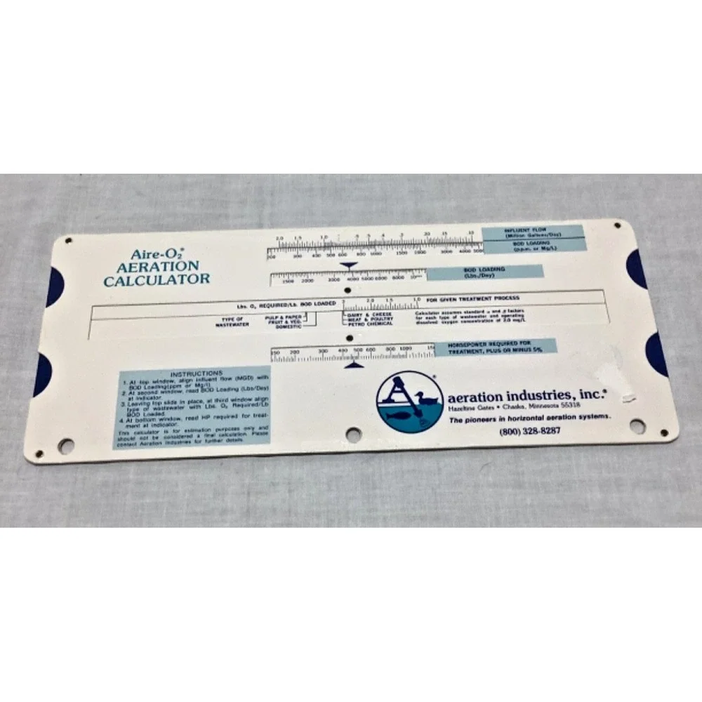 Aire-O2 Aeration Calculator slide rule Aeration Ind. Minnesota